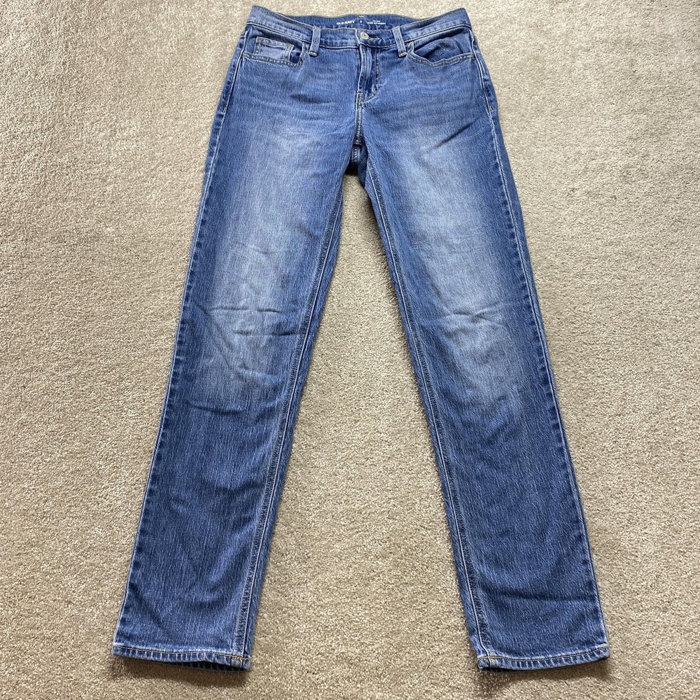 Old Navy Jeans Womens 0 Blue Mid-Rise Wow Boyfriend Straight Leg Denim Stretch